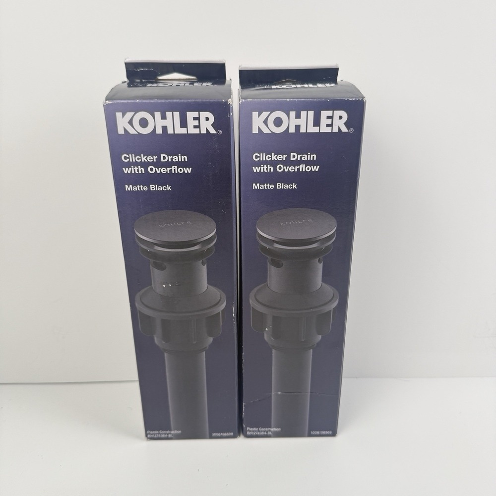 Kohler Standard Clicker Drain w Overflow Lot 2 Two Matte Black, RH1274364-BL
